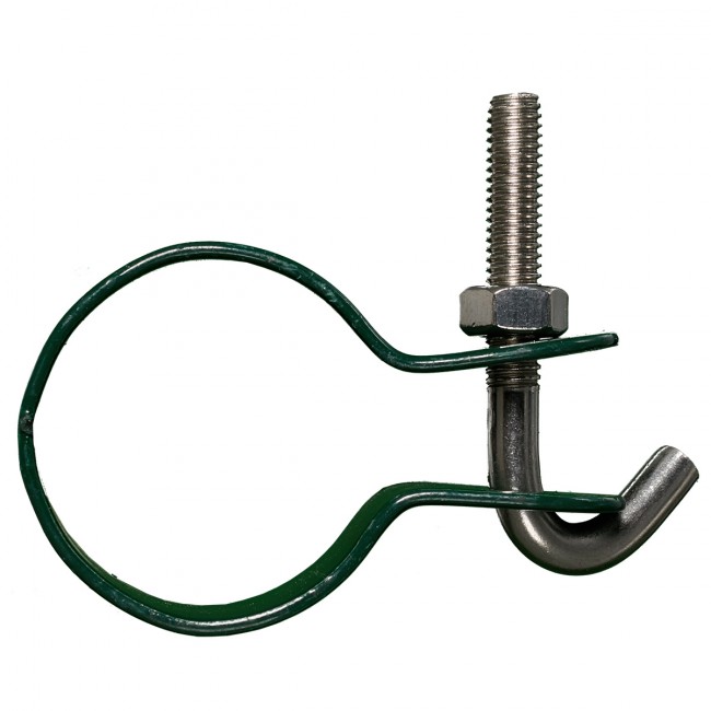 INDUTEC Hakenschelle 40 Mm – Grün Pulverbeschichtet, Für Geflechtspannstäbe (34–50 Mm), Edelstahlhaken