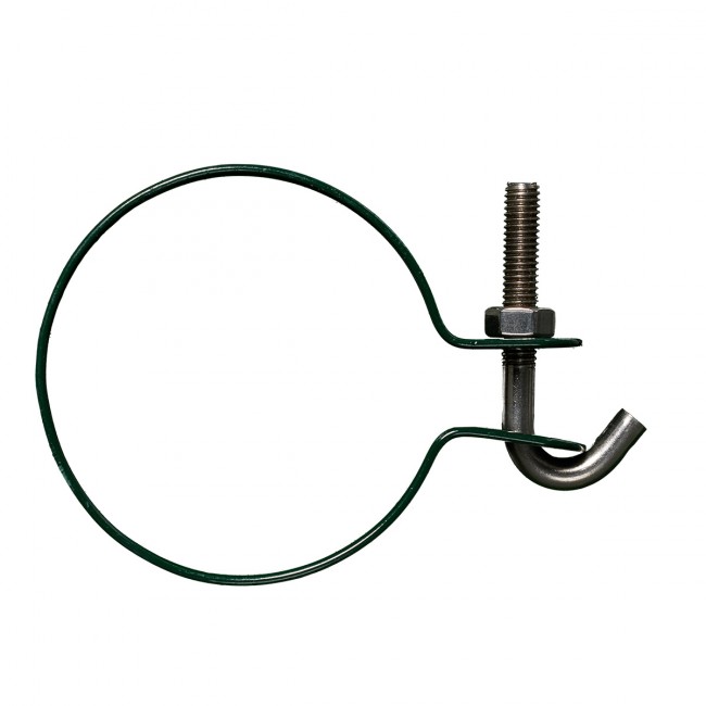 INDUTEC Hakenschelle 40 Mm – Grün Pulverbeschichtet, Für Geflechtspannstäbe (34–50 Mm), Edelstahlhaken