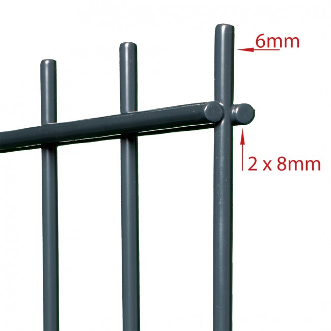  Doppelstabmatte / Zaunfeld, 868 mm, anthrazit, 1230mm hoch