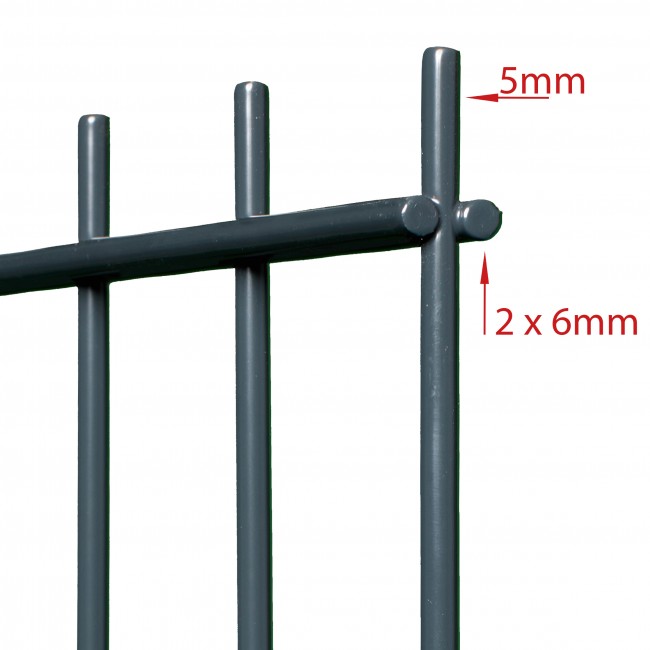  Doppelstabmattenzaun Komplettset, anthrazit, 1,83 m hoch, 60